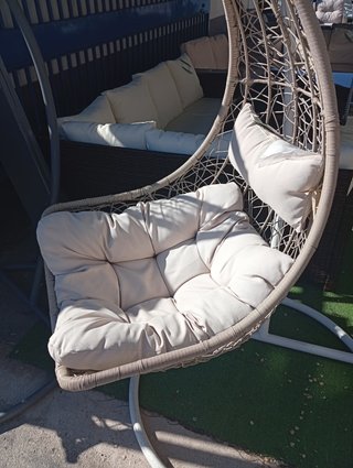 Silla Cesta Mimbre y Tela B