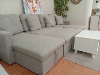 Sofá Cama Gris doble chaise longue