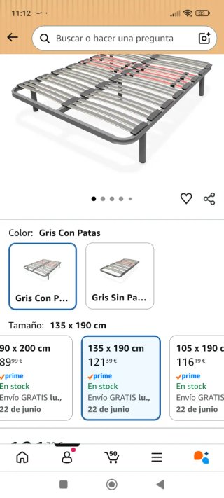 Somier 135cm Refuerzo Lumbar Patas Nuevo