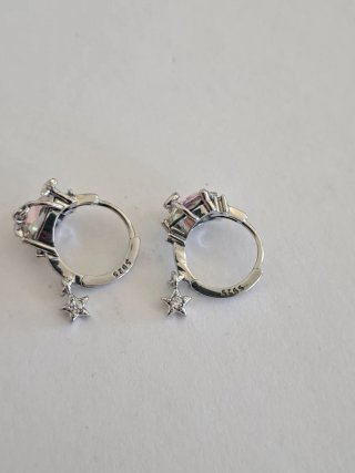 Orecchini cuore stelle luna rosa argento