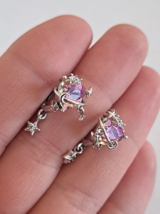 Orecchini cuore stelle luna rosa argento