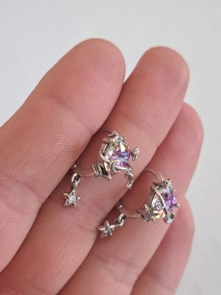 Orecchini cuore stelle luna rosa argento