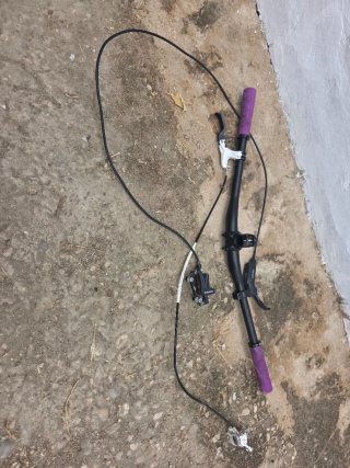 Manillar Bicicleta con Frenos y Puños Morados