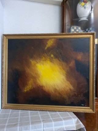 Marco grande madera dorado 111 x 92 cm
