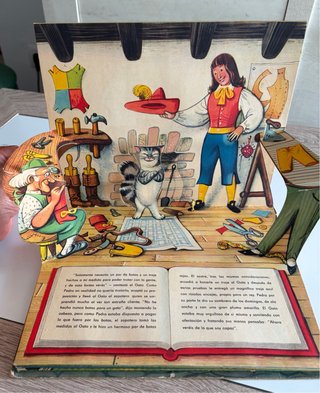 Cuento Pop-Up El Gato con Botas Antiguo 1961