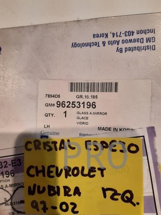cristal espejo daewoo nubira nuevo