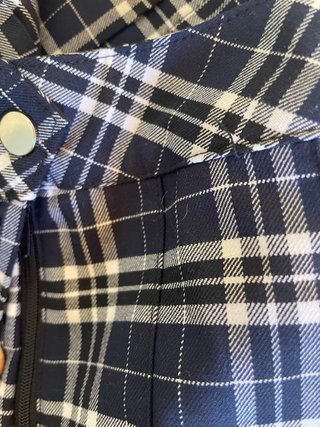 Falda corta cuadros azul y blanco