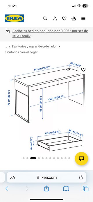 Escritorio Blanco Ikea con 2 Cajones