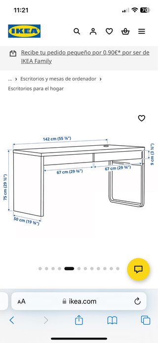 Escritorio Blanco Ikea con 2 Cajones