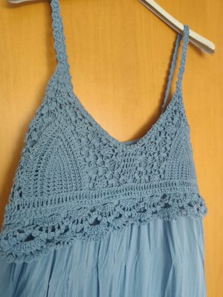 Vestido largo tirantes crochet