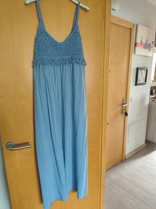 Vestido largo tirantes crochet