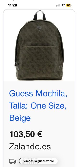 Mochila Guess Beige/Verde (2 usos)