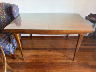 Mesa extensible madera y cristal