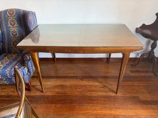 Mesa extensible madera y cristal