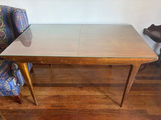 Mesa extensible madera y cristal