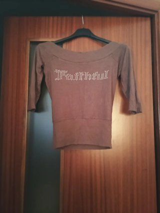 Camisa manga 3/4 con pedrería