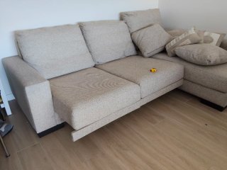 Sofá Chaise Longue Beige/Gris Extensible