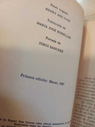 Henry y June. Primera edición. Anaís nin