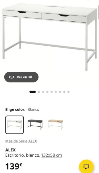 Mesa de escritorio blanca y metálica