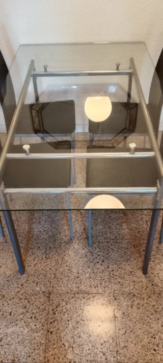 Juego comedor cristal y metal