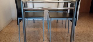 Juego comedor cristal y metal