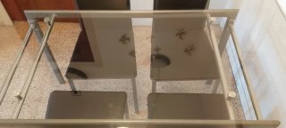 Juego comedor cristal y metal