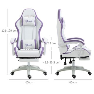Sedia Gaming con Altezza Regolabile Bianco e Viola