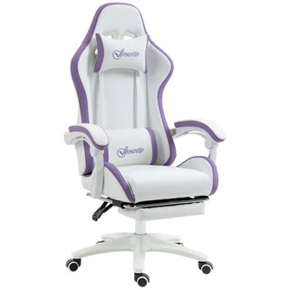 Sedia Gaming con Altezza Regolabile Bianco e Viola