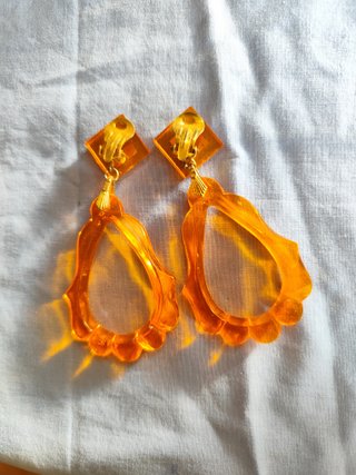 Pendientes Vintage Años 60 Naranja y Dorado