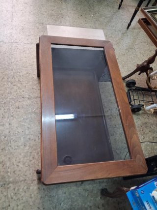 Mesa de centro vintage madera y cristal