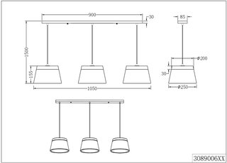 Lampara de techo XL Trio Baroness 3 luces