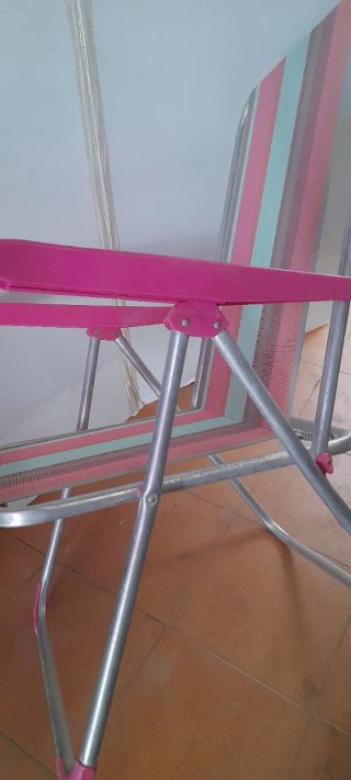 Silla de Playa Plegable Rayas Rosas y Verdes