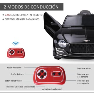 Coche Eléctrico Bentley Niños Negro