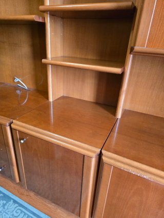 Librería de salón modular madera y cristal