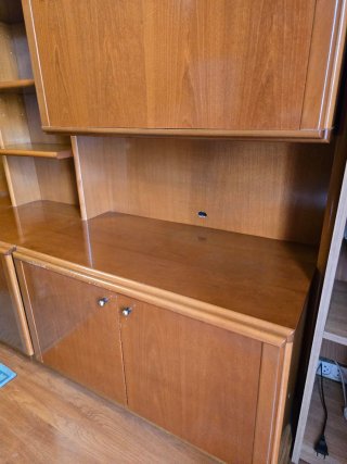 Librería de salón modular madera y cristal