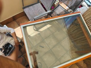 Mesa de centro madera y cristal