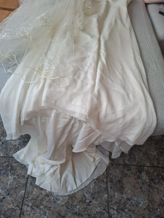 Vestido de Novia Blanco con Velo Muy cómodo