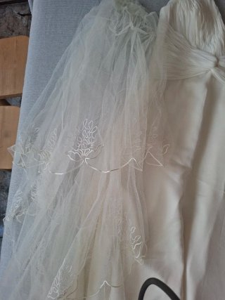 Vestido de Novia Blanco con Velo Muy cómodo