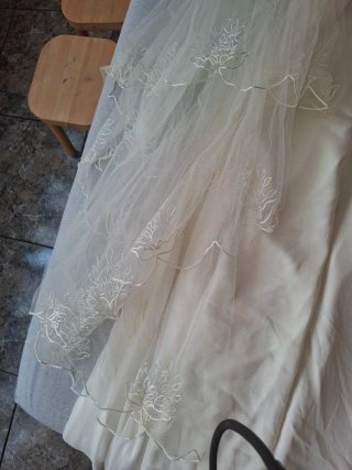 Vestido de Novia Blanco con Velo Muy cómodo