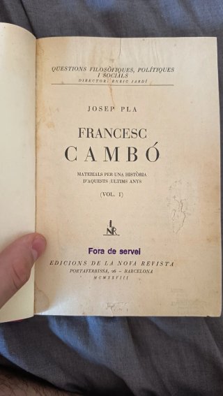 Libro-Josep Plà y Francesc Cambó, primera edición