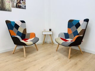 Sillón relax patchwork con taburete POCO USO