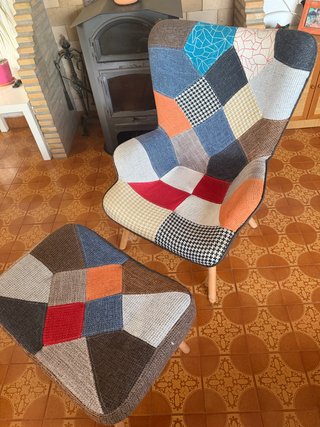 Sillón relax patchwork con taburete POCO USO