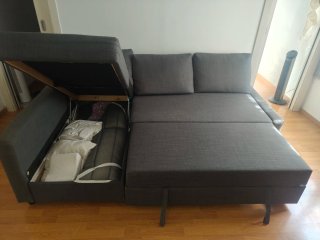 Sofá Cama Ikea Gris Tela