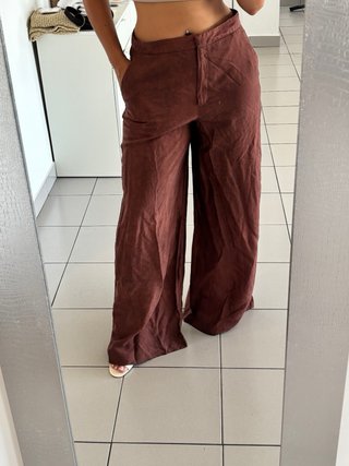 Pantalón ancho Zara marrón talla L