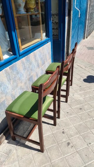 Set 3 Sillas Madera y Tela Verde  640513971