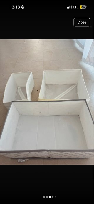 7 Cajas Almacenaje Ikea Tela Beige/Blanco