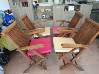 4 Sillas plegables de madera para jardín