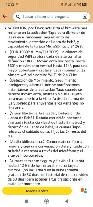 Cámara Seguridad Tapo C200 Pan/Tilt Full HD