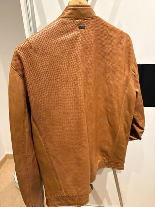 Cazadora Biker Mango Piel Caramelo Talla L