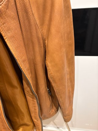 Cazadora Biker Mango Piel Caramelo Talla L